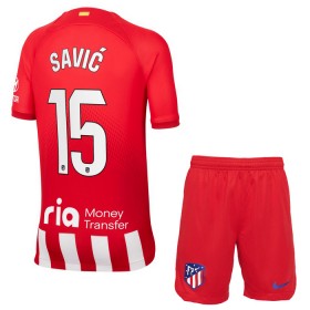 Camisolas Atlético Madrid Savic 15 Criança 1º Equipamento Principal 2023-24 Manga Curta